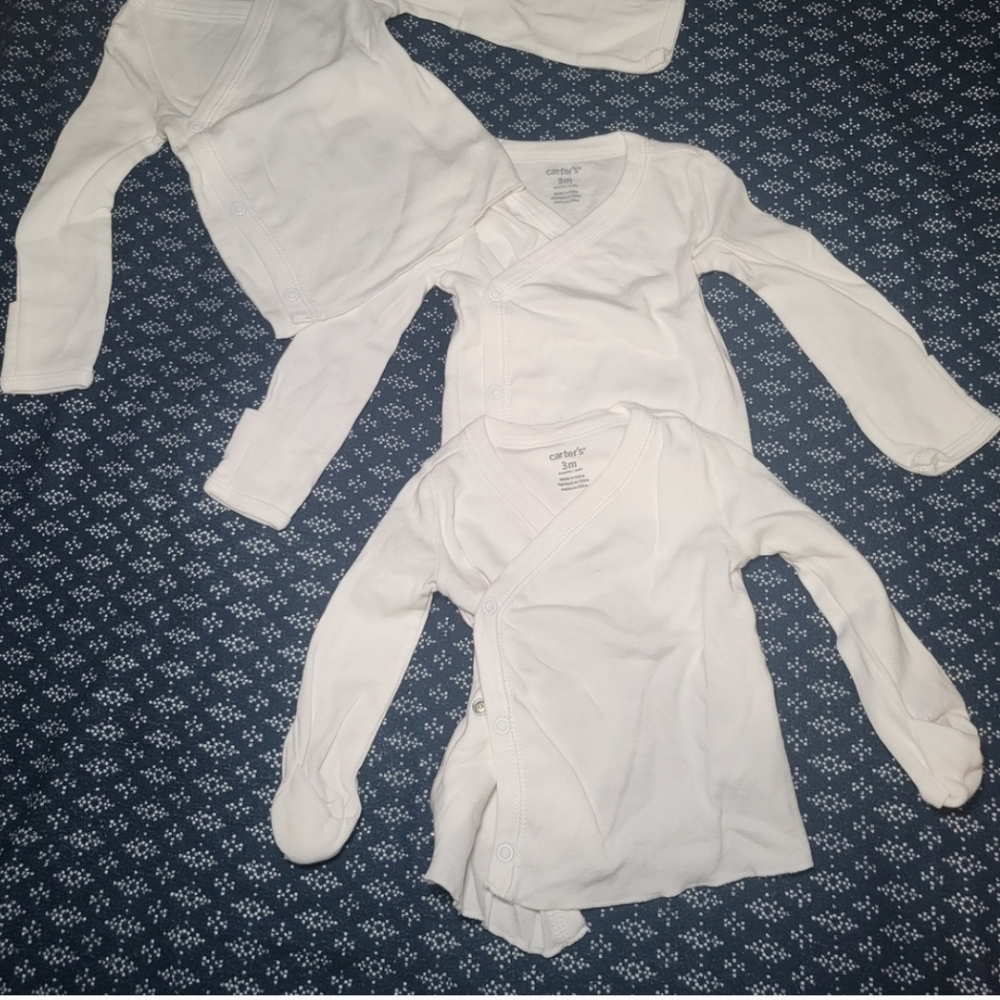 3 Carter's Classic White Long Sleeve Tees